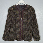 Lafayette 148 Women 6 Brown Tweed Zip Up Blazer Suit Jacket Quiet Luxury Career Photo 0