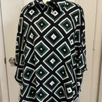 Ruti The Surprise Geo Print Blouse S/M Made in Turkey‎ Black Photo 0