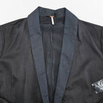 Free People Black Tencel Linen Blend Single Button Blazer Jacket Size Medium Photo 2