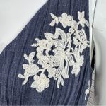 Westport  Floral Embroidered Crinkle Smocked Waist Maxi Dress Blue Small Photo 5