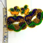 Mardi Gras King Cake Beaded Earrings NWT Purple Photo 1