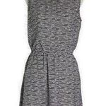 Merona Medium Women Black Casual Sheath Black White Button Up Dress Photo 0