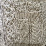 VTG British Wool Chunky Oversize Wool Cable Knit Cardigan Sweater Sz S Ivory White Photo 4