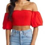 VICI  red small crop top- puff sleeves size Small (b10) Photo 0