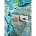 Dress Barn Womens Sleeveless Floral Button-Up Blouse XL Blue & Green Rayon Photo 2