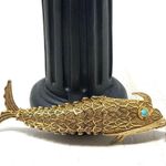 Antique Koi fish pendant, Art Deco 1930s Gold Photo 4