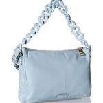 Vince Camuto Adyna Large Crossbody Purse Woven Leather Cerulean Blue B91 Photo 2