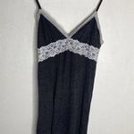 Ekouaer Gray & White Chemise Nightgown Slip Lace Lounge Dress Size Medium Photo 0