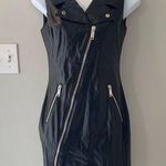 Fiorucci  Chic Black Faux Leather Sleeveless Moto Dress with Zipper size 6 NWT Photo 0