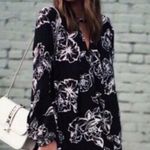 Free People Swing Out Of It Floral Black White Tunic Mini Dress Small Photo 2