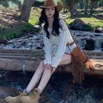 White Knit Mesh Long Sleeve Top Size L Photo 2