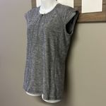 Athleta  Heather Gray Capped Sleeve 1/2 Zip Pullover Shirt with Pleating- Medoum Photo 1