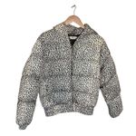 Adika Women’s Campbell Full Zip Hooded Puffer Jacket Cheetah Print Size L Photo 0