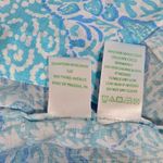 Lilly Pulitzer  Linen Button Down Shirt Blue White Coral Print Size Small‎ Photo 6