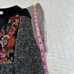 THML  Embroidered Shift Gold Flutter Sleeve With Black Velvet Collar Knit Dress Photo 6