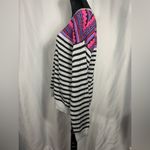 Maurice's  Sweater Gray Black Blue Pink Red Striped Long Sleeve Scoop Neck XL NWT Photo 2