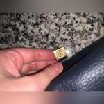 Rare Nora Lozza leather Italian quite luxury handbag navy tan boho classic $680 Blue Photo 4