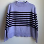 Ann Taylor  Striped Mockneck Pullover Sweater (Sz L) Lavender & Chocolate Stripes Photo 1