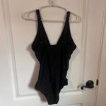 Black One Piece Swimsuit V Neck Tummy Control Ruched Size Small NWOT Photo 5