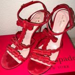 Kate Spade  ilene poppy red suede 4-inch heels with bows Made in Italy Size 9 M Photo 4
