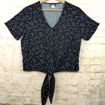 Hot Topic Constellation Tie Front Button Up Top Womens S Black Goth 90s Photo 2