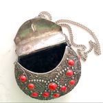 Vintage (VTG) Antique Metal Sajai Mini Purse, Red Stones Photo 3