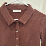 These Three Boutique NWOT Brown Long Sleeve Button-Up Shirt Photo 2