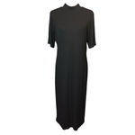 Marine layer  Lexi Rib Mock Neck Midi Dress Black Short Sleeve Medium Lined Photo 2