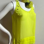 Bisou Bisou Asymmetrical neon Yellow Green studded Tank Top Photo 0