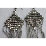 Holiday Party Crystal Chandelier Tassel Dangle Silver Tone Hook Glam Earrings Photo 1