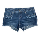 Maurice's Shorts Womens 9/10 Blue Denim Frayed Hem Embroidered Pockets Casual Photo 1