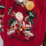 Vintage Christmas Vest candle bells Ramie Cotton Angora 2X Red Photo 8