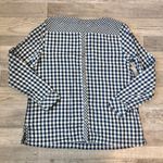 J. Jill Navy Plaid Double Layer Long Sleeve Top Front Pocket J50 Blue Photo 5