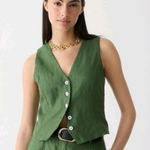 J.Crew  Slim Fit Linen Vest Green Size 10 Photo 0