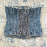 ZARA Strapless Denim Crop Top Size Large Photo 2