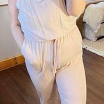Amazon  Essentials Drawstring Pale Pink Jumpsuit Photo 0