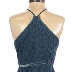 Chelsea 28 Teal Blue Lace Fit and Flare Halter Dress Photo 7