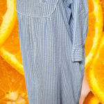 Miss Elaine Seersucker Lounger Embroidered Flowers Zip Front House Dress L Blue Size L Photo 0