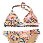 Victoria's Secret VS Victoria’s Secret Bikini Set Top Triangle Halter Floral Paisley white backgro Photo 3