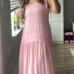 Jason Wu  Womens Pink 2 Ruffled Scoop Neck Drop Waist Shift Midi Dress Balletcore Photo 1