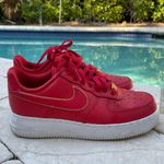 Nike - Women’s Air Force 1 Low Red Gold Swoosh Sneaker, Size 8 Photo 2