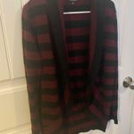 Verve Ami Maroon And Black Striped Cardigan Photo 3