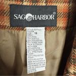 NWT Sag Harbor Wool Blend Plaid One Button Blazer Tan Orange Brown Size 16 Photo 2
