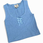 Hippie Rose  Women's Blue Lace-Up Tank Top Cropped Knit Size S Cottage Core Photo 0