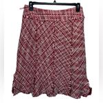 WDNY Tweed Red and White skirt with pink silk lining size 14 Photo 0