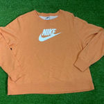 Nike Women’s 0X Orange Sweatshirt Swoosh Soft Cozy Lounge Crewneck Photo 0