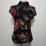 New Directions Black Multicolor Floral Lace Mockneck Top MP Whimsigoth Size undefined Photo 1