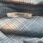 Timing Women's Blue Plaid Flannel Cropped Long Sleeve Button Down Shirt Small Photo 8