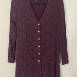 VTG Rabbit Designs Burgundy Sparkle Button Front Cardigan Tunic Petite Size 8 Purple Photo 0