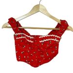 Urban Outfitters  Selena Ruched Corset Floral Crop Top in Red Size XS Photo 2